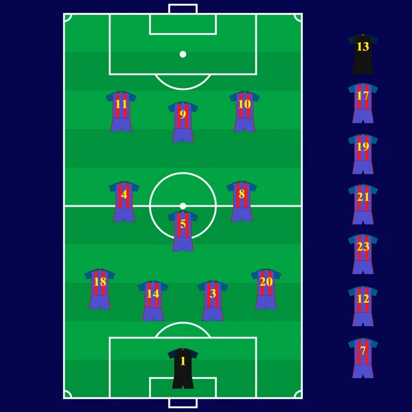 サッカーの戦術。t シャツ. — ストックベクタ