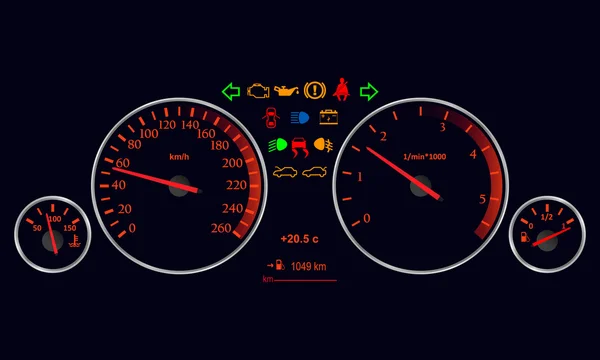 Auto dashboard paneel indicatoren. — Stockvector