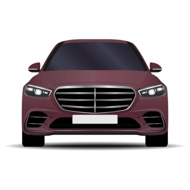 Gerçekçi bir araba. Sedan. ön görünüm.