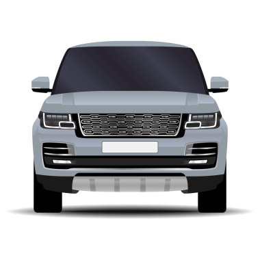 Gerçekçi bir SUV arabası. Ön görünüm.