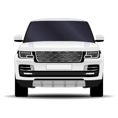 Gerçekçi bir SUV arabası. Ön görünüm.