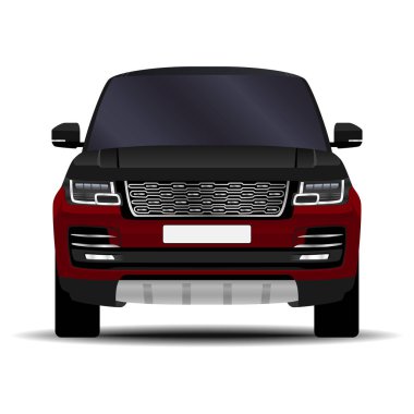 Gerçekçi bir SUV arabası. Ön görünüm.