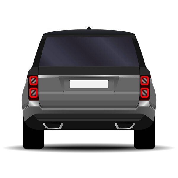 realistic SUV car. back view.