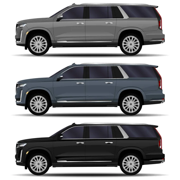 Conjunto Coches Suv Realistas Vista Lateral Gráficos vectoriales