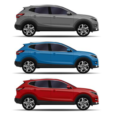 Gerçekçi SUV seti. yan görünüm.