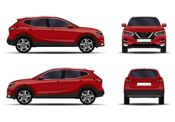 Realistic Car Hatchback Front View Side View Back View Stock Vector by