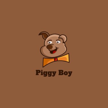 Domuz hayvan maskotu logosunun vektör çizimi