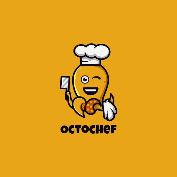 Cute Octopus Animal Cartoon Character Logo Design — Stock Vector