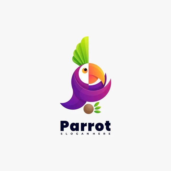 Colorful Animal Parrot Logo Illustration Vector Template — Stock Vector