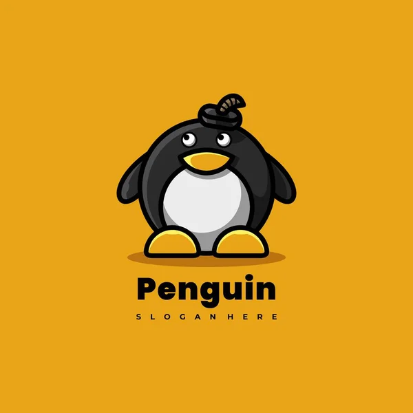 Pinguin Charakter Maskottchen Logo Design Vektor Illustration — Stockvektor