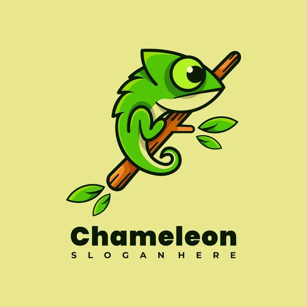 Camaleón Mascota Logo Diseño Vector Ilustración — Vector de stock