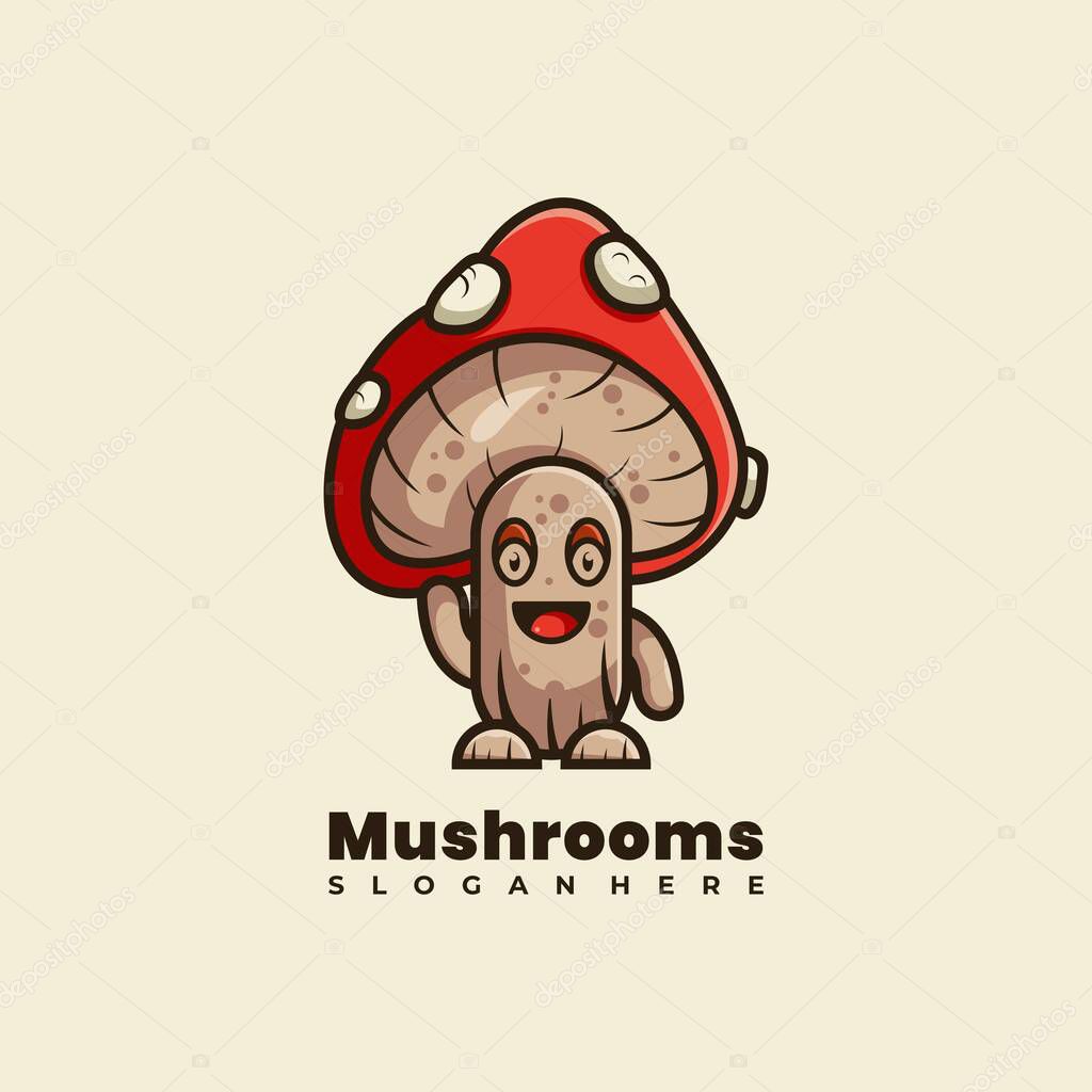 Mushrooms mascot logo design vector illustration