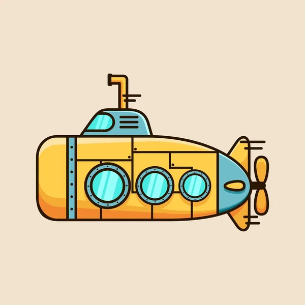 Submarino Mascota Logotipo Diseño Vector Ilustración — Vector de stock