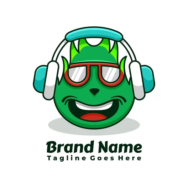 Niedliche Monster Maskottchen Charakter Logo Design Vektor Illustration — Stockvektor
