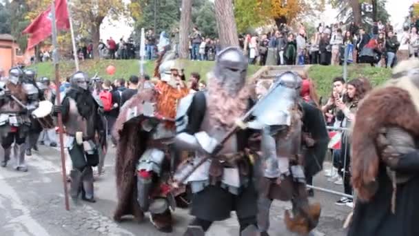 Lucca Italia November 2017 Eine Armee Von Kriegern Bei Der — Stockvideo