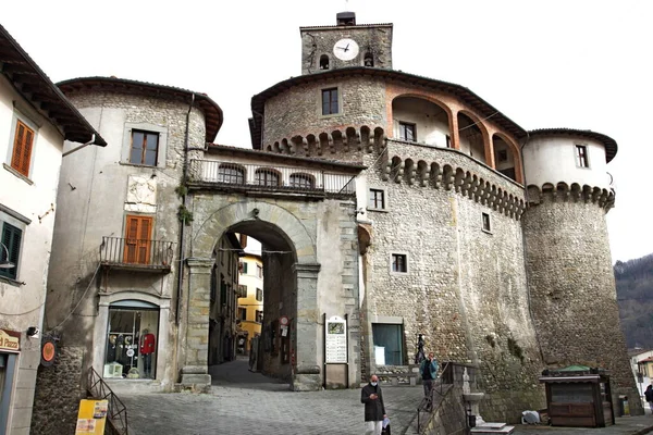 Castelnuovo Garfagnana Lucca Włochy Lutego 2021 Rocca Ariostesca Centrum Starożytnej — Zdjęcie stockowe