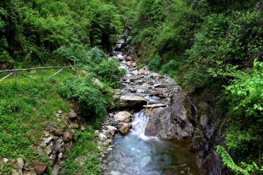 Tuscany 'deki Apuan Alplerindeki Deglio seli. İpek efekti fotoğrafı