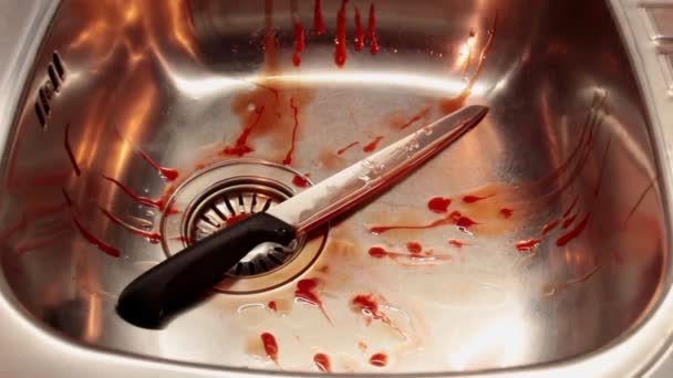 Bloody Sink Knife — Stock Video