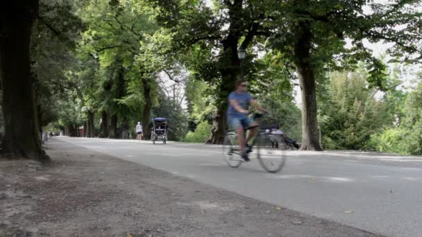 Lucca Toscana Italia Septiembre 2019 Personas Caminando Bicicleta Trotando Las — Vídeos de Stock