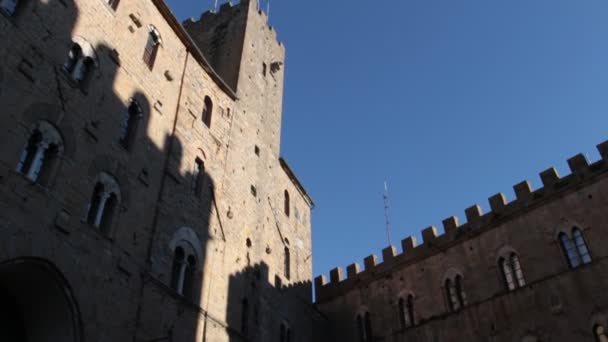 Volterra Toscane Italië Januari 2020 Het Palazzo Pretorio Torre Del — Stockvideo