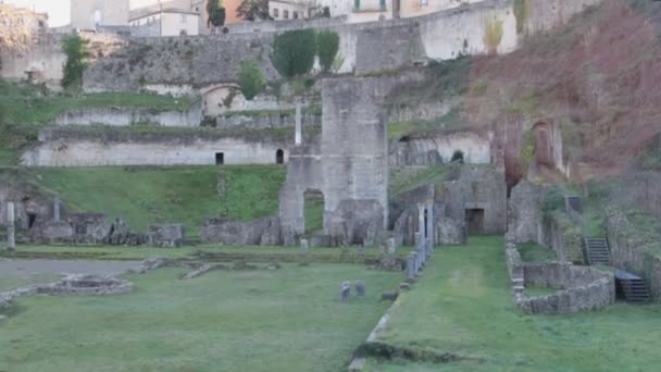 Panoramica Sulle Rovine Dell Anfiteatro Romano Volterra Toscana — Video Stock