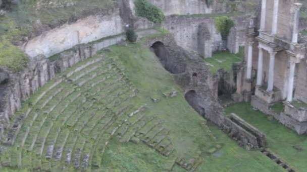 Vue Ensemble Sur Les Ruines Amphithéâtre Romain Volterra Toscane — Video