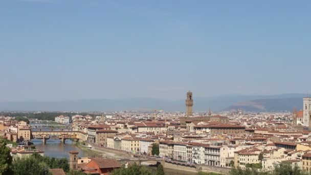 Panoramisch Uitzicht Stad Florence Vanaf Piazzale Michelangelo — Stockvideo