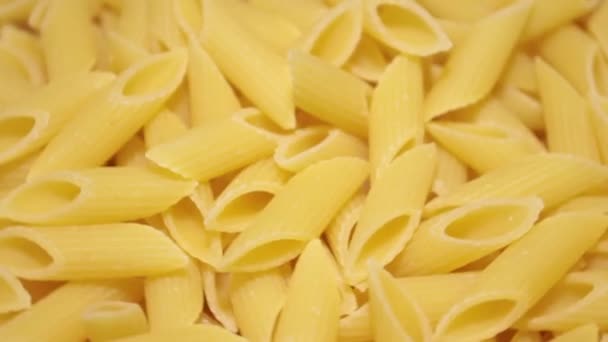 Close Penne Type Italian Pasta Rotating Platform — Video Stock