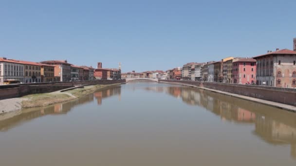 Rio Arno Ponte Conte Ugolino Chamada Ponte Mezzo Vista Ponte — Vídeo de Stock