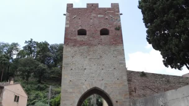 Middeleeuwse Toren Met Toegangsdeur Tot Stad Vicopisano Pisa Italië — Stockvideo