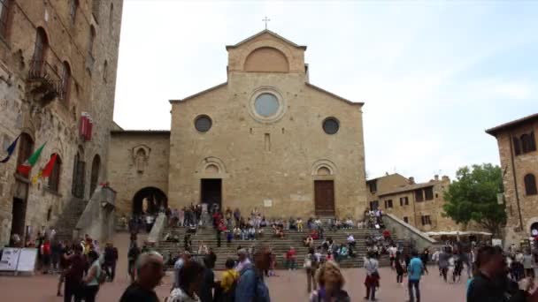 Saint Gimignano Toscana Italia Abril 2019 Plaza Catedral Ciudad Medieval — Vídeos de Stock