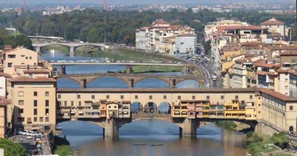 Florence Italië September 2020 Timelapse Ponte Vecchio Vanaf Piazzale Michelangelo — Stockvideo