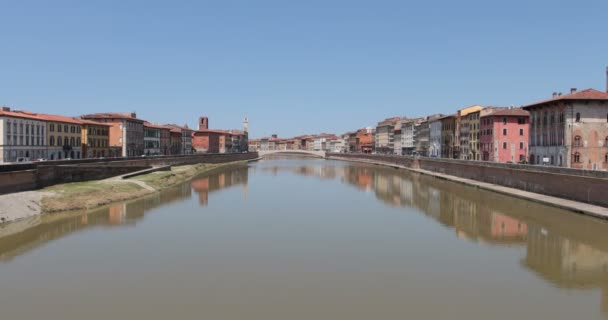 Timelapse Arno River Conte Ugolino Bridge Called Ponte Mezzo Seen — ストック動画