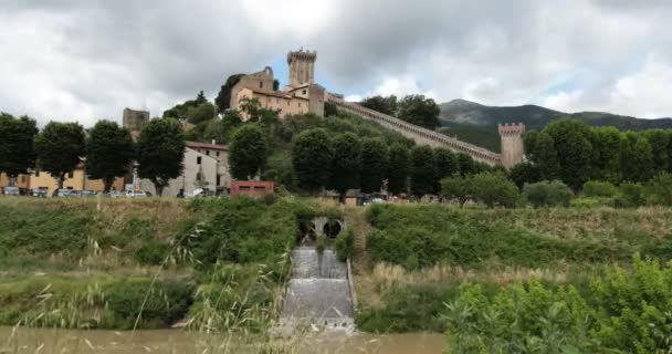 Timelapse Fortress Vicopisano Cloudy Sky Medieval Village Vicopisano Pisa — ストック動画