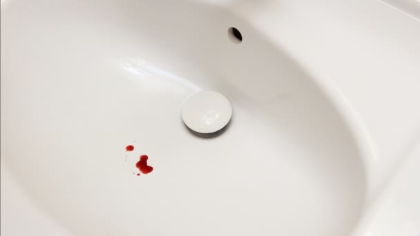 Splashes Blood Dripping Sink Bathroom Dripping Blood — Stock Video