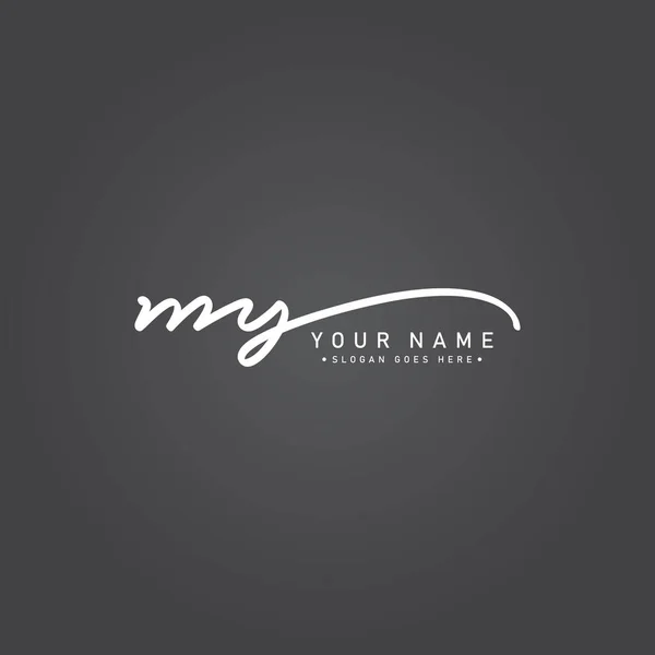 Eerste Letter Mijn Logo Handgetekende Handtekening Logo — Stockvector