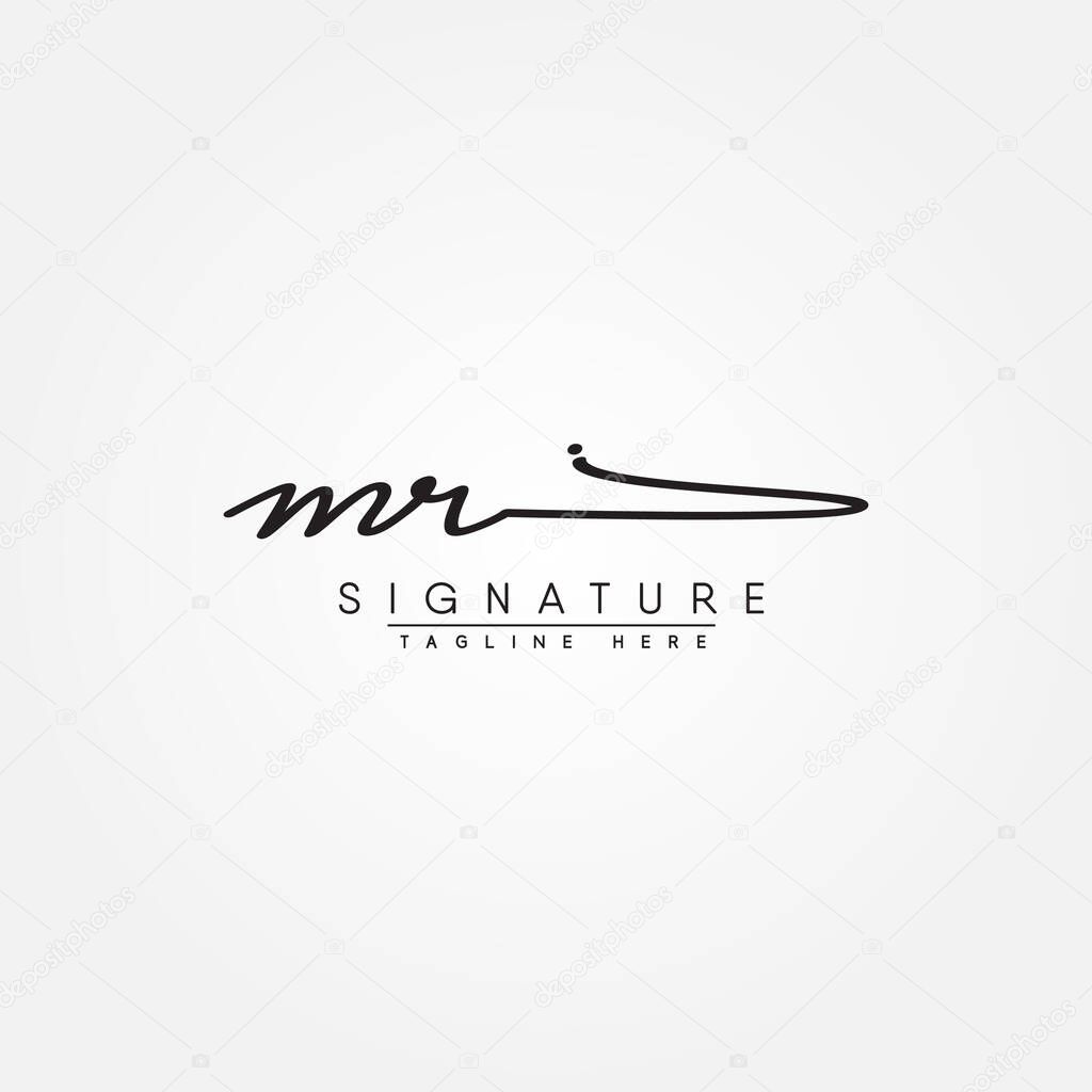 Initial Letter MR Logo - Handwritten Signature Style Logo
