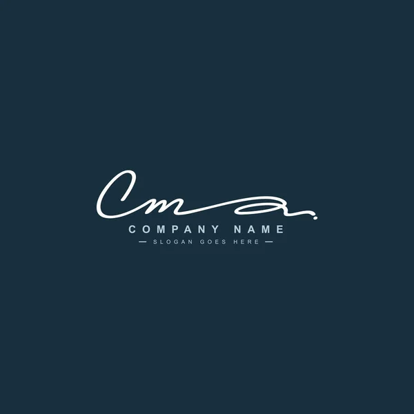 Cmイニシャルサインロゴ 頭文字CとMの手書きロゴ — ストックベクタ