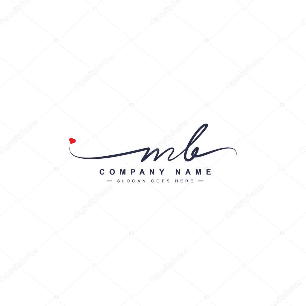 MB Initial Letter Logo - Handwritten Signature Logo