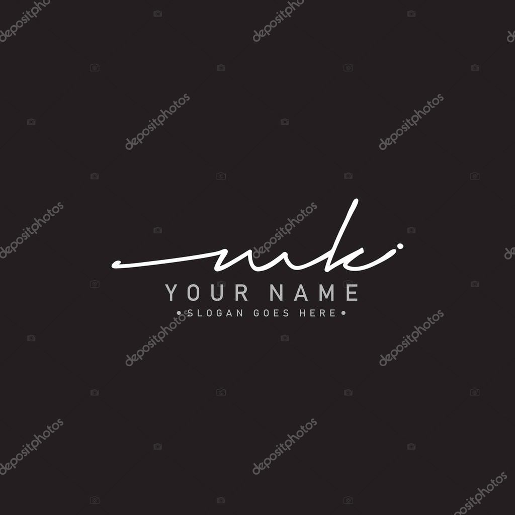 Initial Letter MK Logo- Hand drawn Signature Logo