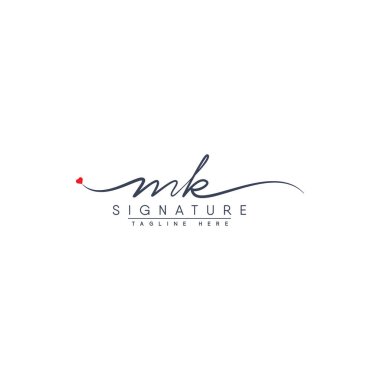 MK İmza Logosu - Başlangıç Harfi M ve K için El Yazılı Vektör Logosu