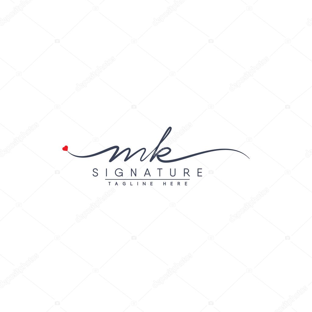 MK Signature Logo - Handwritten Vector Logo for Initial Letter M and K