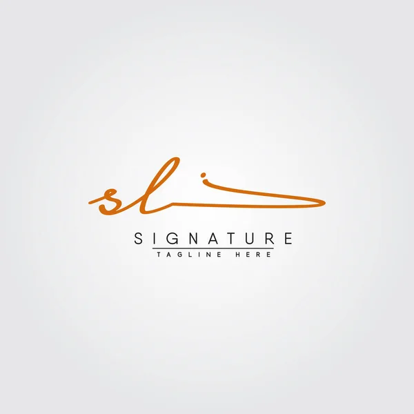 頭文字のSlロゴ 手描きの署名ロゴ — ストックベクタ