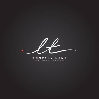 Initial Letter LT Logo - Handwritten Signature Style Logo
