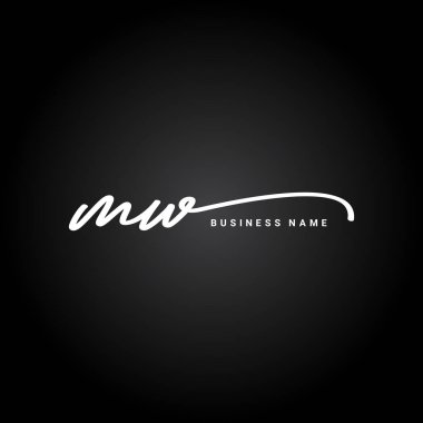 İlk Harf MW Logosu - El yazısı İmza Biçimi Logosu