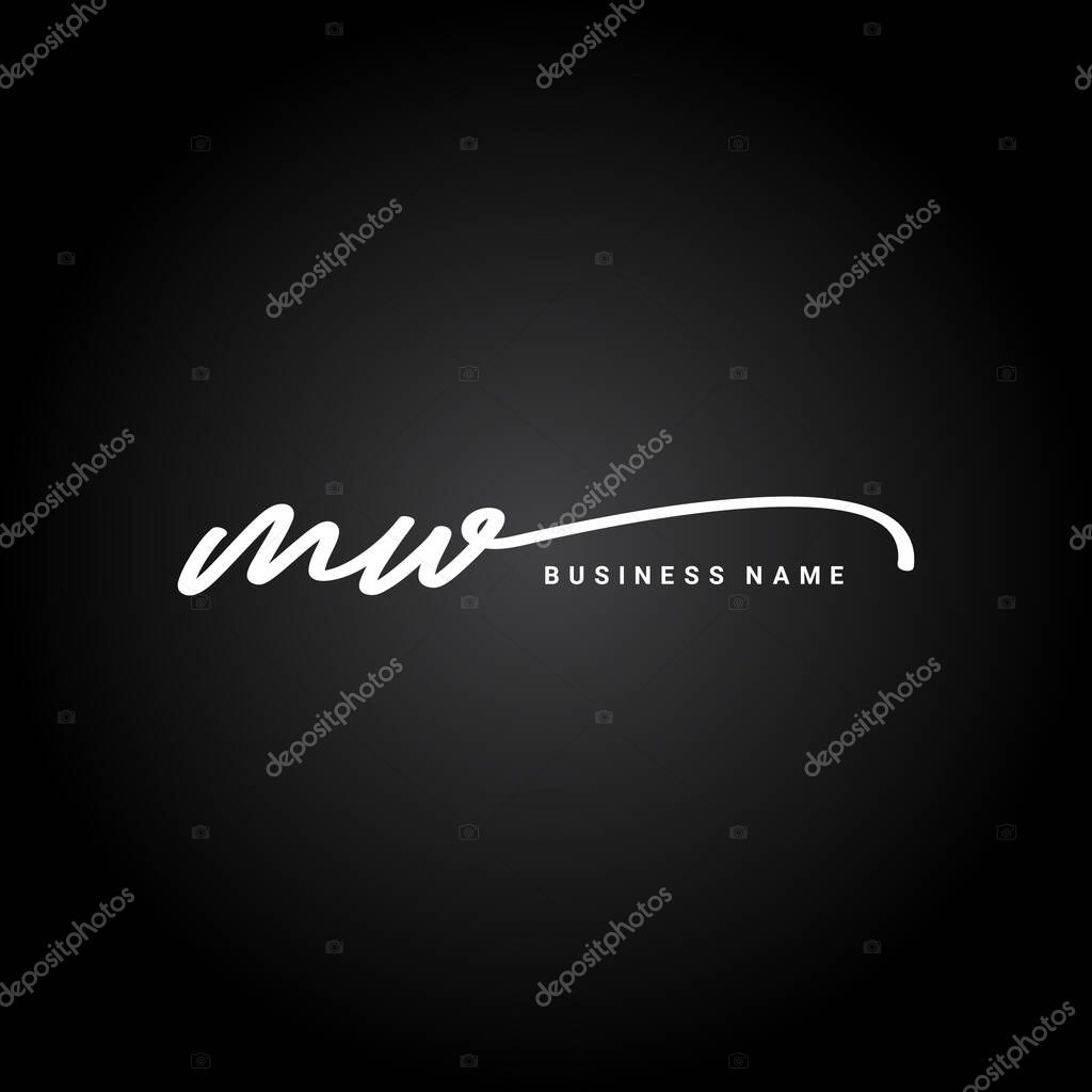 Initial Letter MW Logo - Handwritten Signature Style Logo