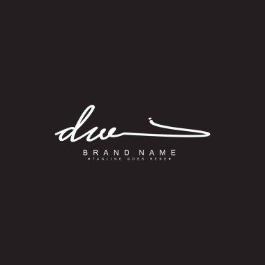 İlk Harf DW Logosu - El Çizilmiş İmza Logosu