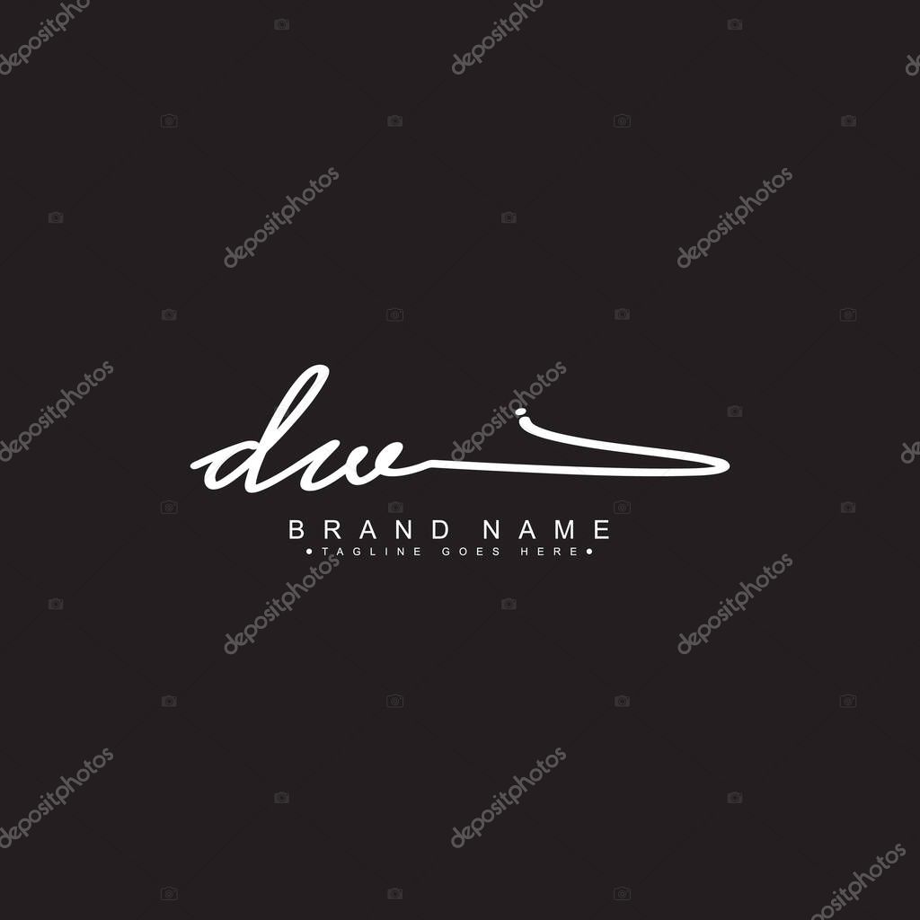 Initial Letter DW Logo -Hand Drawn Signature Logo