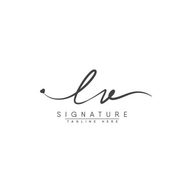 İlk Harf LV Logosu - El Çizimi İmza Logosu