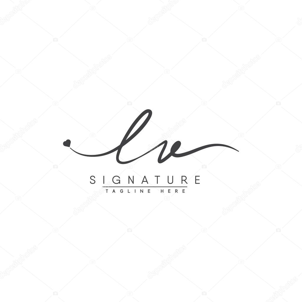 Initial Letter LV Logo - Hand Drawn Signature Logo